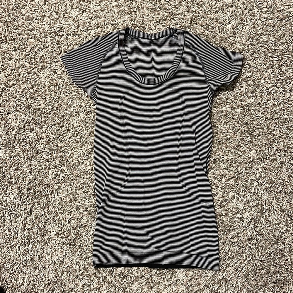 Lululemon striped workout tee shirt